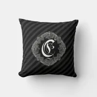 Elegant Goth Initial C Throw Pillow