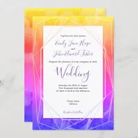 Colorful Funky Watercolors/Geometric Wedding Invitation