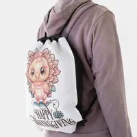 Cute Thanksgiving Turkey Drawstring Bag