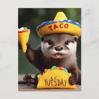 Funny Cute Otter With Taco  Postcard