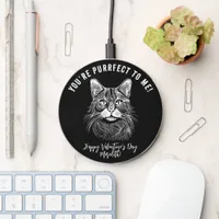 personalized Valentines black&white purrfect cat  Wireless Charger