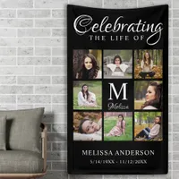 Elegant Funeral Photo Collage Celebration Of Life  Banner