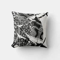 Modern Abstract News Print Era Throw Pillow