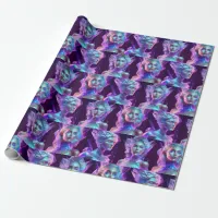 Beautiful Woman in Blue and Purple Icy Glass  Wrapping Paper