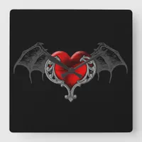 Goth Heart with Bat Wings Wall Clock