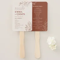 Boho Wedding Program fan, Ceremony program floral  Hand Fan