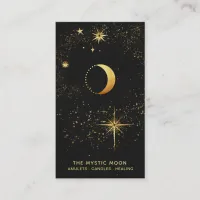 *~* Black Gold Lunar Stars Mystic Moon Luna Business Card