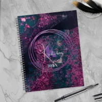 Elegant Modern Abstract Faux Foil Magenta Indigo Planner