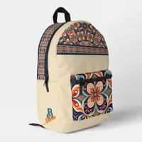 Revisited Mexican folk art floral personalized  Printed Backpack