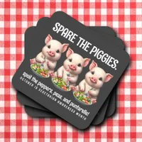 Cute Spare the Piggies Eating Salads Square Paper Coaster