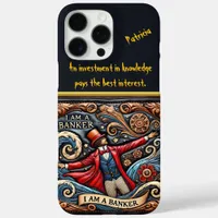 Banker-Themed Intricate Leather Art iPhone 16 Pro Max Case