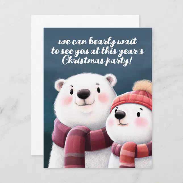 Cute Polar Bear Cubs Wearing Scarves Holiday Card