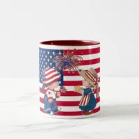Celebrate American Flag Two-Tone Coffee Mug