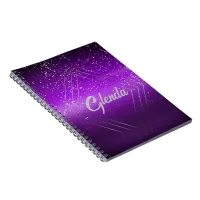 Modern Purple Brushed Metal with Silver Monogram | Notebook