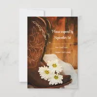 Daisies Cowboy Boots Country Western Wedding RSVP