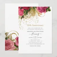 Vintage Chic Floral 50th Wedding Anniversary Invitation