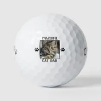 Pawsome Cat Dad Paw Prints Cat's Photo Golf Balls