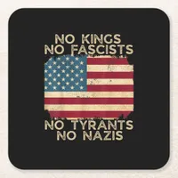 No Kings In America No Fascists We The People Poli Square Paper Coaster