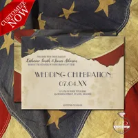 Military Wedding  Patriotic Vintage Flag Invitation