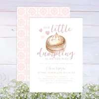 Pink Little Dumpling Watercolor Baby Shower Invitation