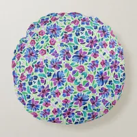 Abstract Floral Pattern - Round Pillow