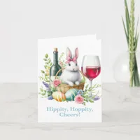 Hippity, Hoppity Cheers! Easter Bunny & Wine Card