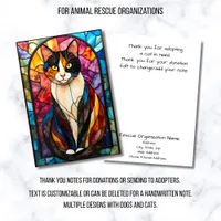 Stained Glass Animal Rescue Organization CalicoCat Thank You Card
