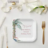 Coastal Christmas Palm Tree  Paper Plates