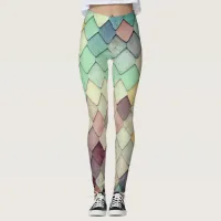 Harlequin Mermaid Diamond Shingle Pastel Leggings