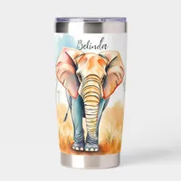 Watercolor Elephant Close up Personalized Insulated Tumbler