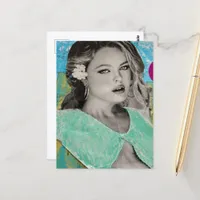 A Cute Woman Mixed Media Collage Postcard