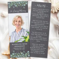 Rustic Eucalyptus Memorial Photo Funeral Prayer  Bookmarks