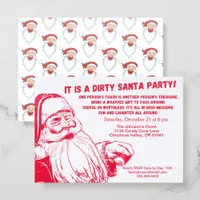 Dirty Santa Retro Red Christmas Gift Exchange Letterpress Photo Cards