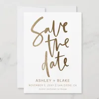 Gold Simple Handwritten Calligraphy Save the Date