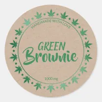 Kraft And Green Brownie | Homemade Edibles Label 