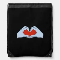 Skeleton Heart Hands Classic Basic Halloween Style Drawstring Bag