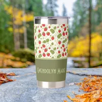 Strawberry Blossoms and Berries Pattern  Insulated Tumbler