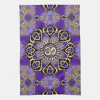 Gold OM Purple Mandala Mindful Home Decor Kitchen Towel