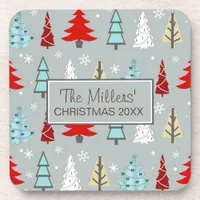 Christmas Tree Pattern Red and Blue ID175 Coaster