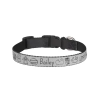 Cute Minimal Dog Theme Grey Name Pet Collar