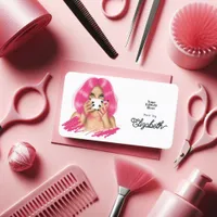 Vibrant Hot-Pink Chic Hair Salon Branding Business Card