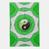 Green White Hexagon Swirl YinYang Kitchen Cloth