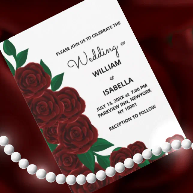 Romantic Fall outdoor  wedding gorgeous Red roses Invitation