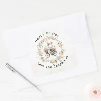 Vintage Easter Party Floral Bunny  Square Sticker