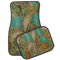 Teal Animal Print Paisley Pattern Car Mat