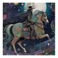 Full Moon Halloween Horseback Rider Acrylic Print