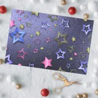 Festive Glam Shiny Blue Gold Pink Metallic Stars  Tissue Paper