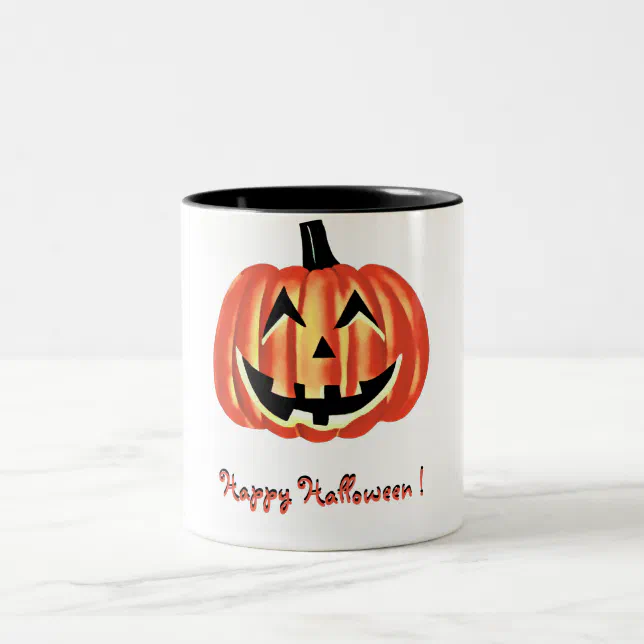  Citrouille d’Halloween souriante  Two-Tone Coffee Mug