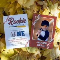 Rookie of the Year Baseball 1st Birthday Party Invitation