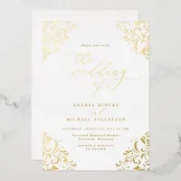 Elegant Classic Vintage Wedding Gold Foil Invitation